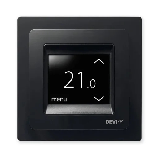 devireg touch digital thermostat in black